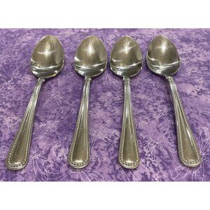 Reed & Barton Kendall Stainless Teaspoons 4 Piece Set Beaded Outline Flatware‎